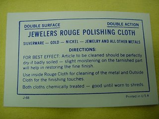 Picture of 
instruction card for jewelry polishing cloth