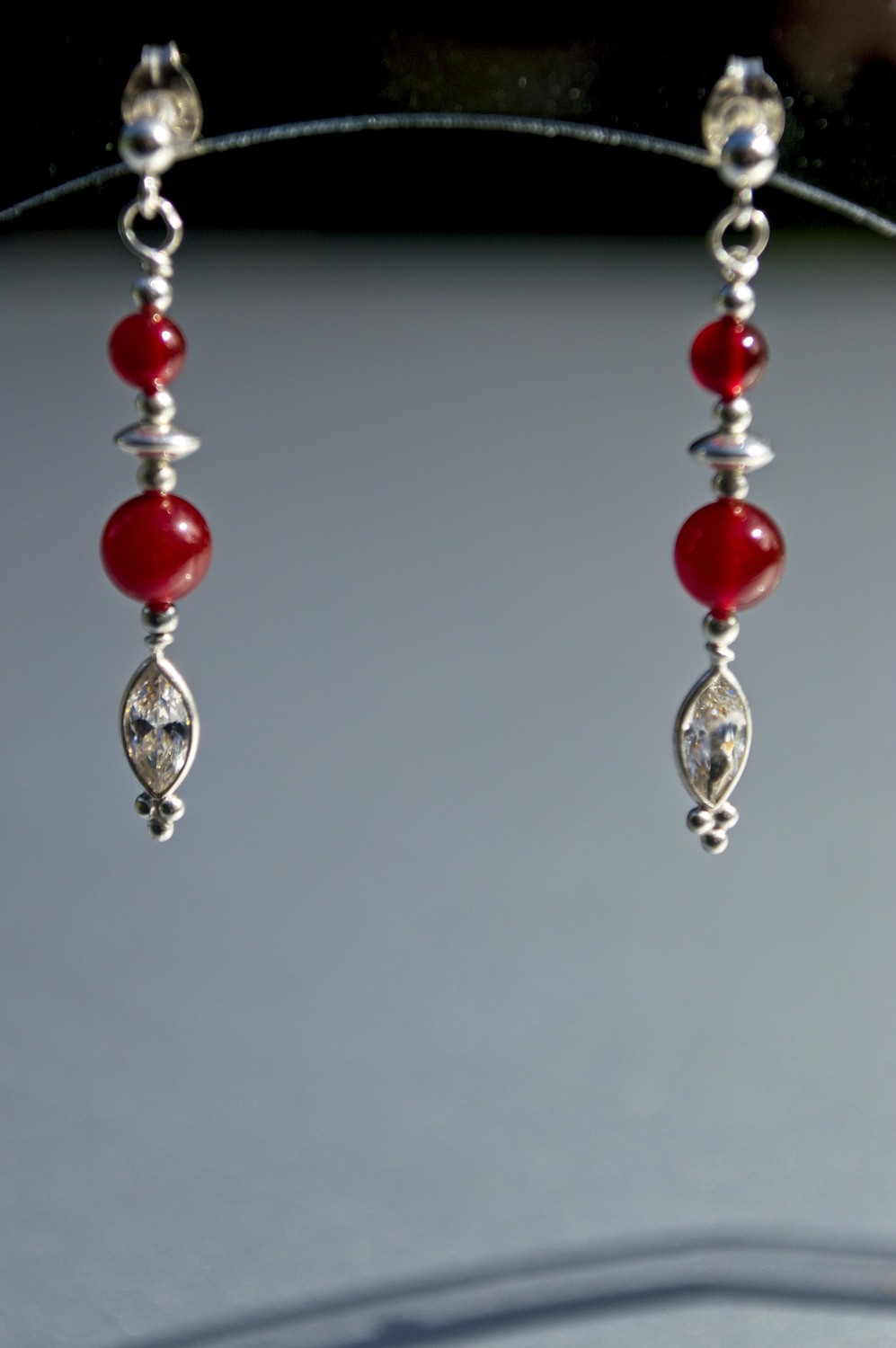 picture of silver, carnelian, and cz earrings