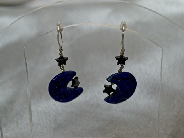 image lapis lazuli moon earrings