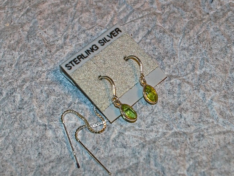 image of peridot and sterling silver threader style earrings.