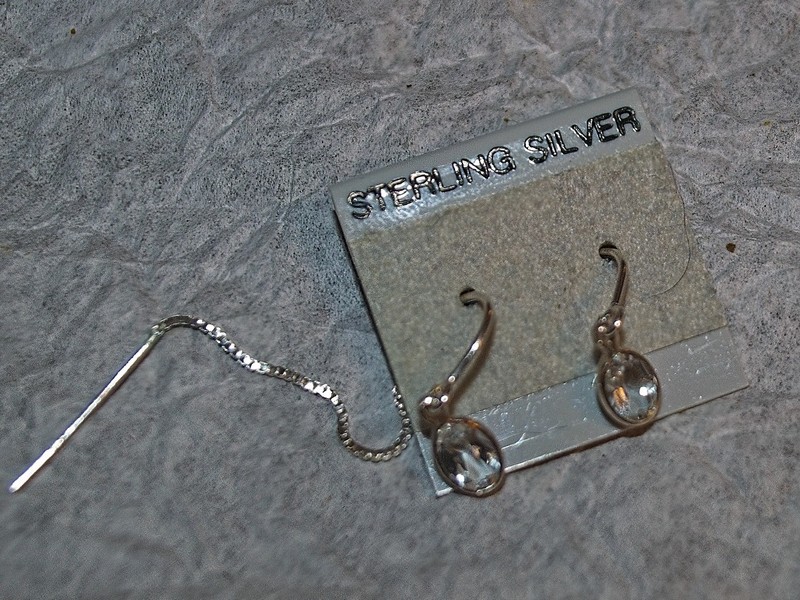 picture of clear topaz and sterling silver threader style earrings