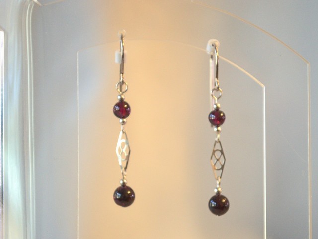 image of garnet and sterling earrings